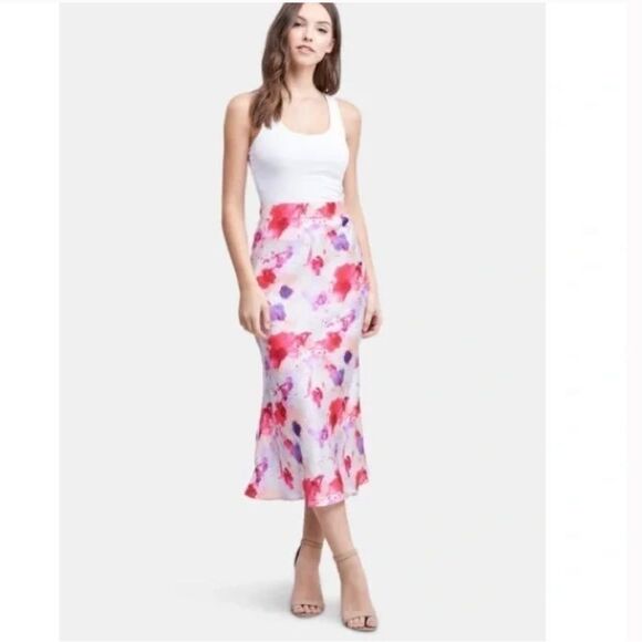 Lulus Satin Pink/Purple Splatter Skirt Size XS/Small NWT - Picture 2 of 8